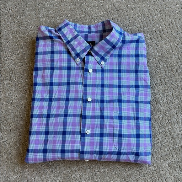 Jos. A. Bank Traveler Purple/Blue Plaid Long Sleeve Button Down Shirt Slim XXL - Picture 4 of 11